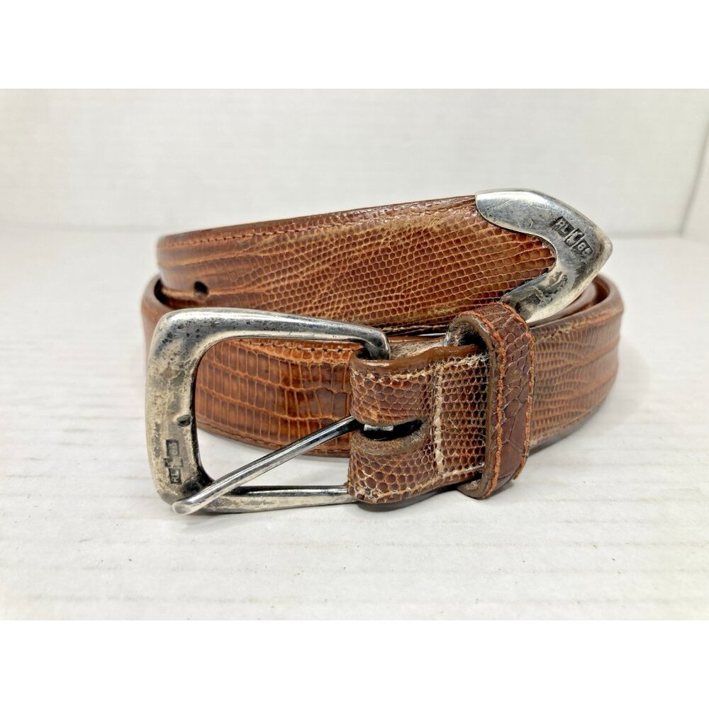 Vintage Polo Ralph Lauren 1985 sz 28 genuine lizard sterling silver belt 1 inch